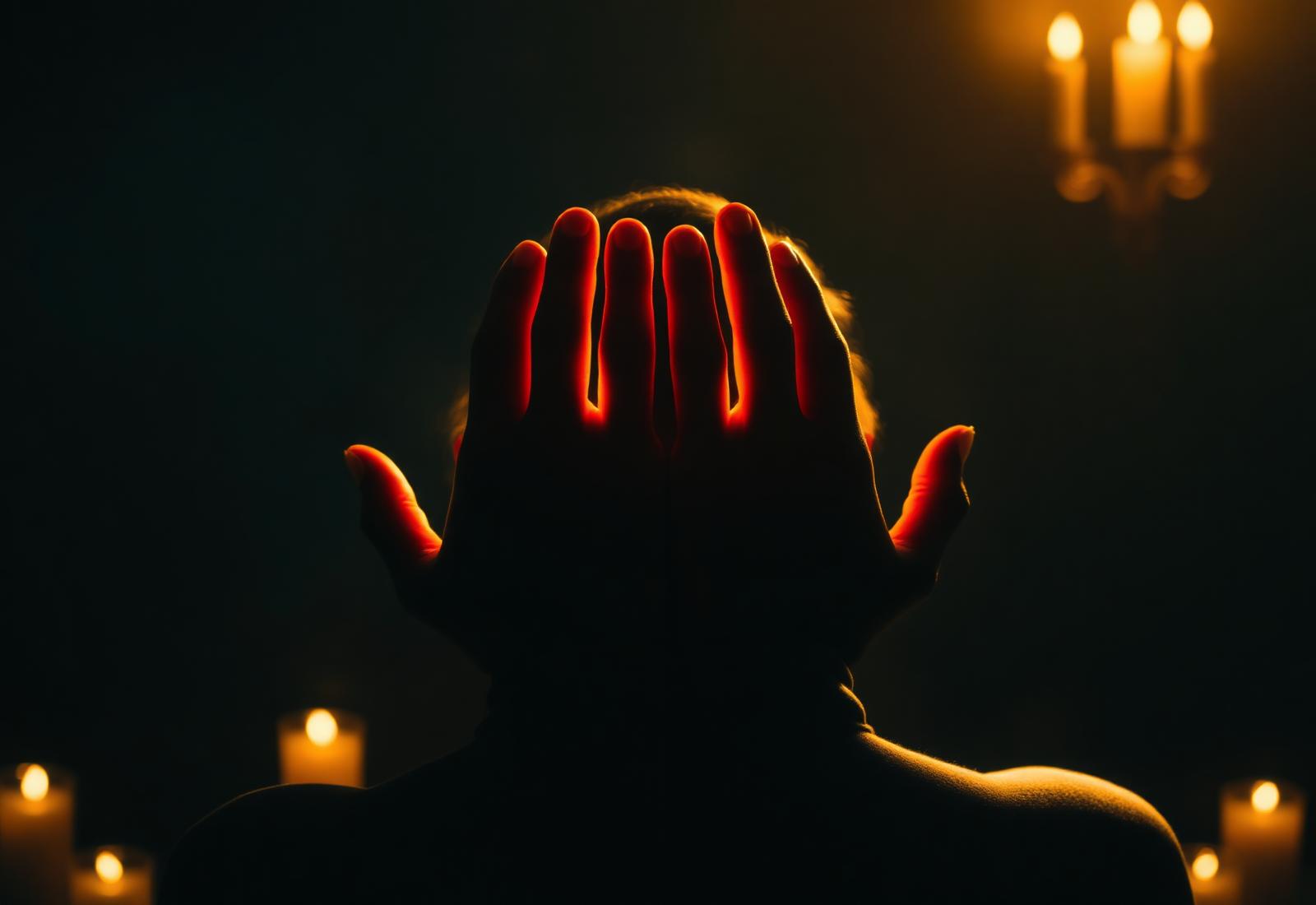 Reiki hands glowing with warm light